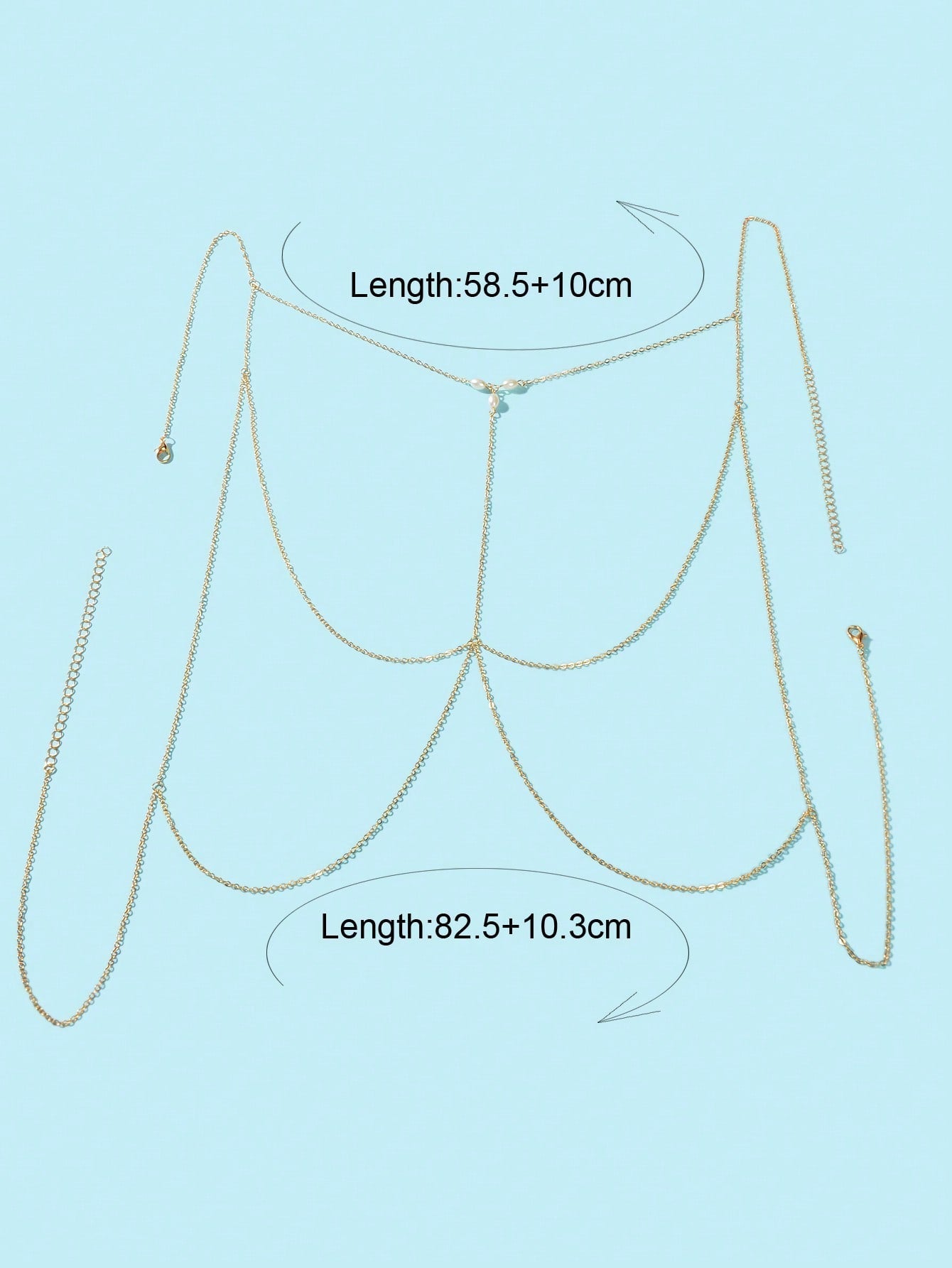 Gold Chain Pearl Accent Waist Body Chain Elegant Fashion Accessory-1