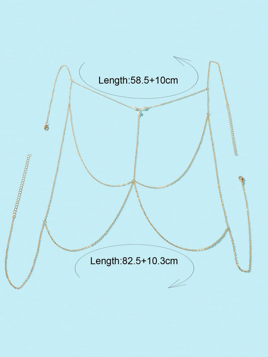 Gold Chain Pearl Accent Waist Body Chain Elegant Fashion Accessory-1